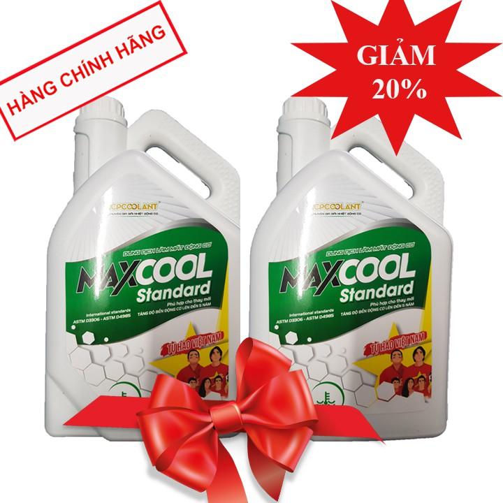 COMBO 2 can 4L nước làm mát động cơ ô tô (màu xanh ) Maxcool Standard