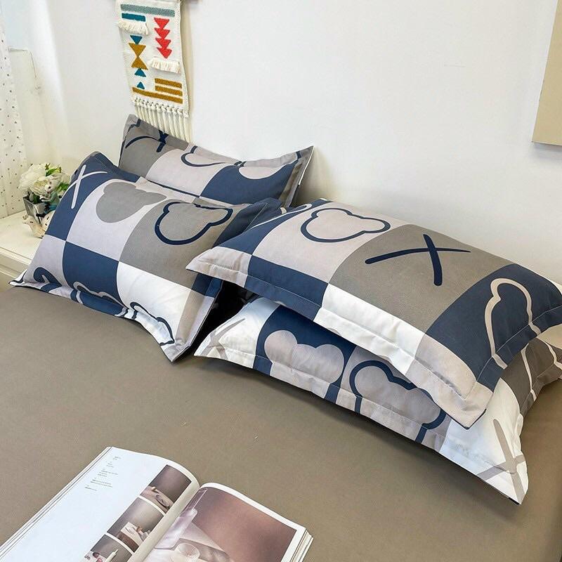 Bộ chăn ga gối cotton fly Hàn Quốc họa tiết gấu ox