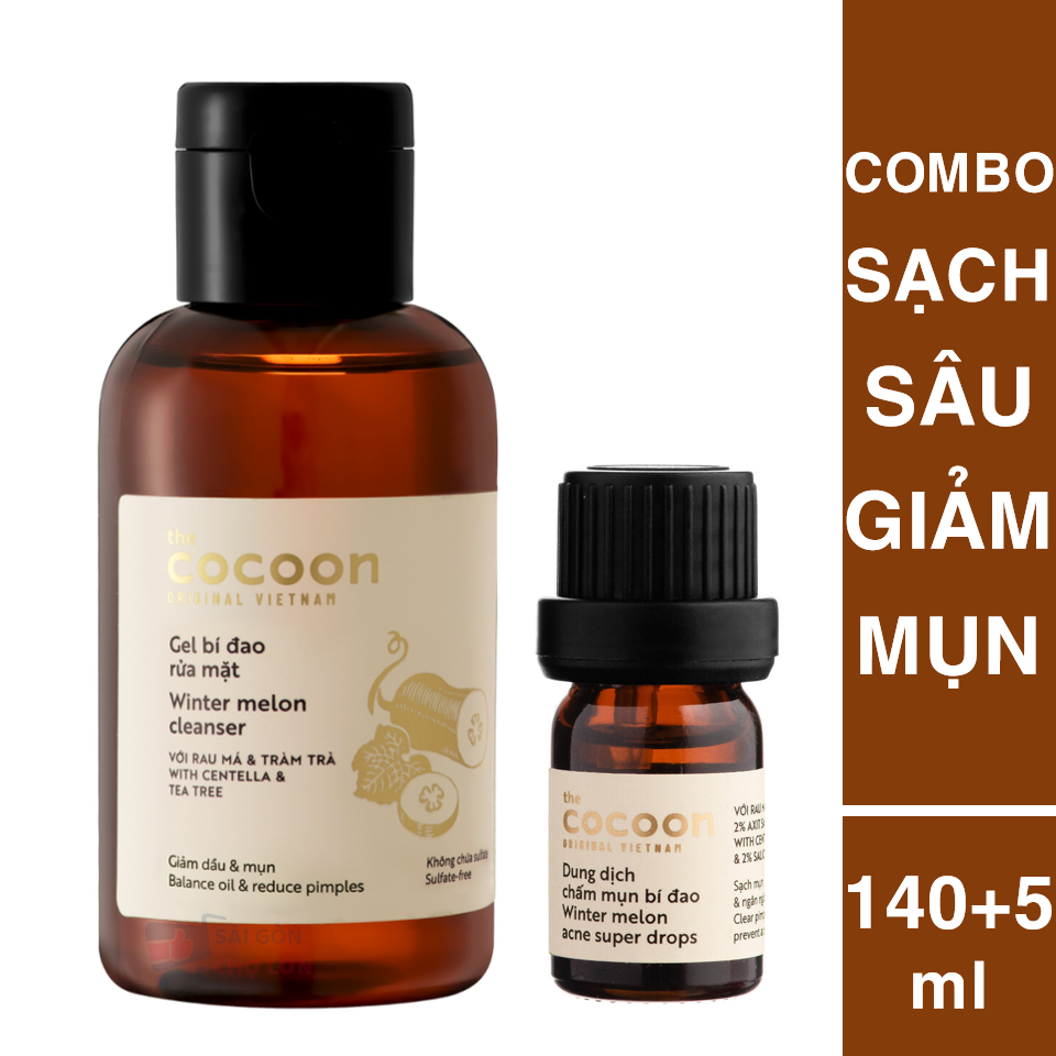 Combo gel bí đao rửa mặt Cocoon 140ml + Dung dịch chấm mụn bí đao cocoon 5ml