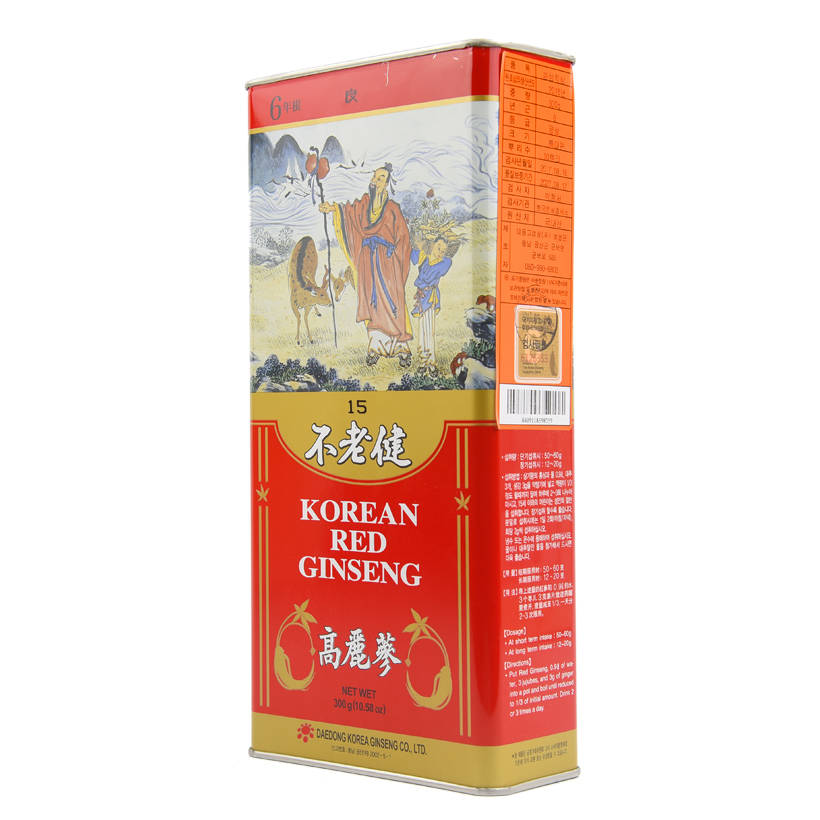 Thực Phẩm Chức năng Hộp 300 Grams Hồng sâm khô Daedong Korea 6 năm tuổi Size củ 15