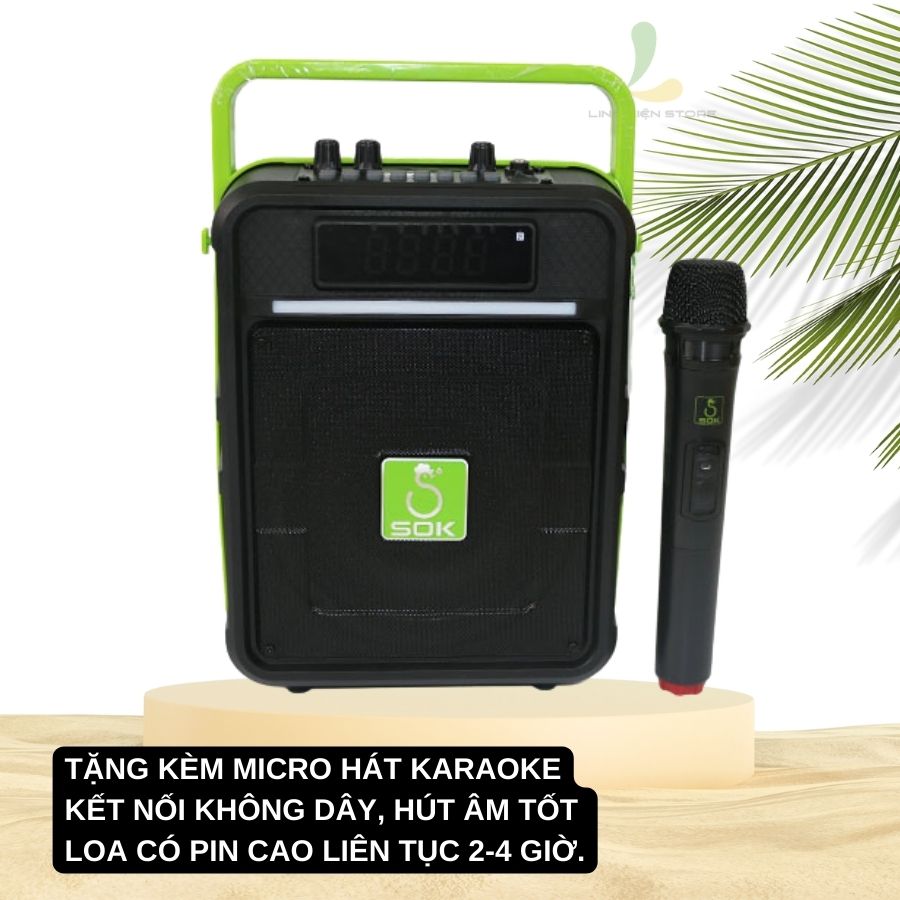 Loa kéo di động NE-228 - Loa xách tay mini chất liệu nhựa cao cấp, công suất 100W kèm micro không dây hát karaoke