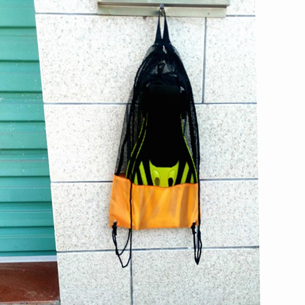 20KG Load Backpack Style Mesh Drawstring Storage Bag for Scuba Gear Dive Fins Snorkel Goggles Mask