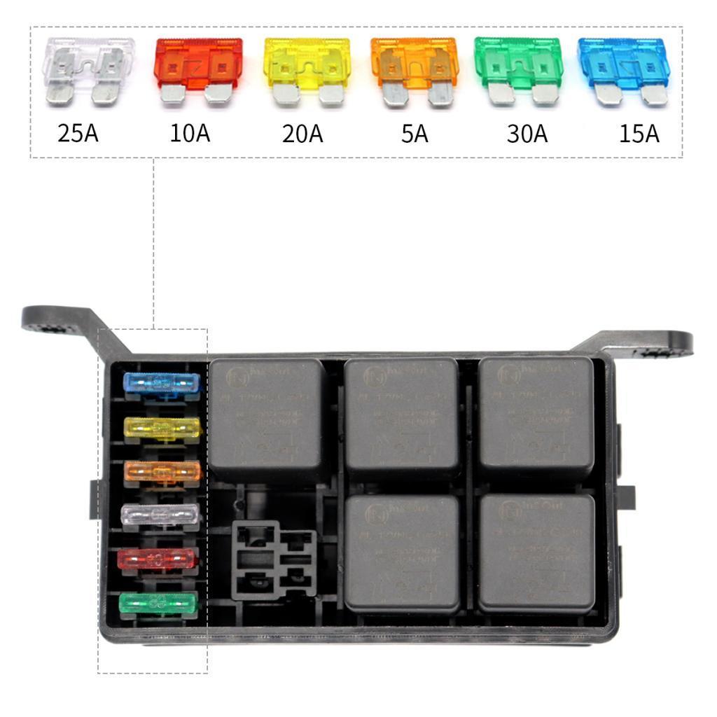 6 /ATC Fuse Holder with Spade Terminal 12V 40A Relays