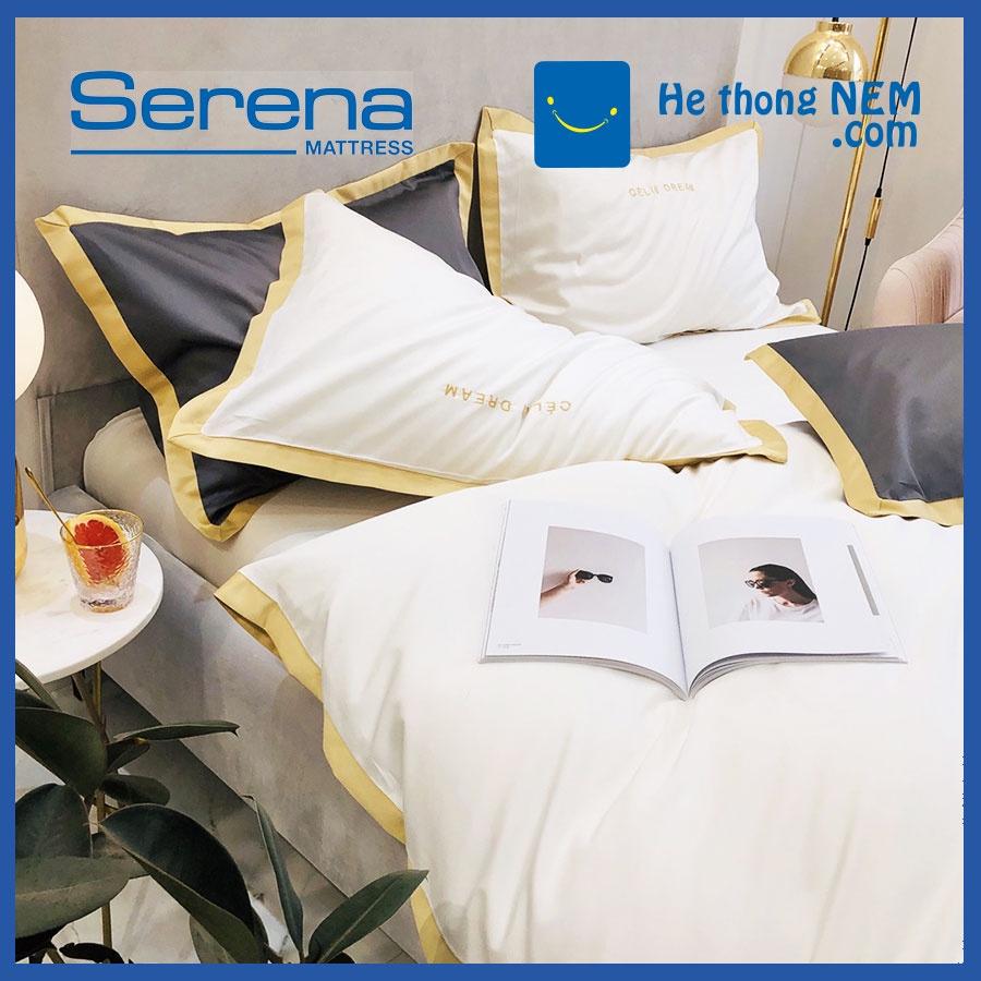 Bộ Chăn Ga Gối 5 Món Lụa Pháp SERENA Drap Giường Chăn Ga Gối Đệm Cao Cấp - Hệ Thống Nệm