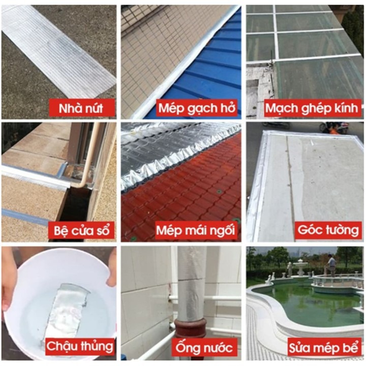 Băng Keo Chống Thấm X2000 Chắc Chắn, Chống Thấm Dột, Dán Tường, Dán Mái Tôn Bản Rộng 15Cm Dài 5M