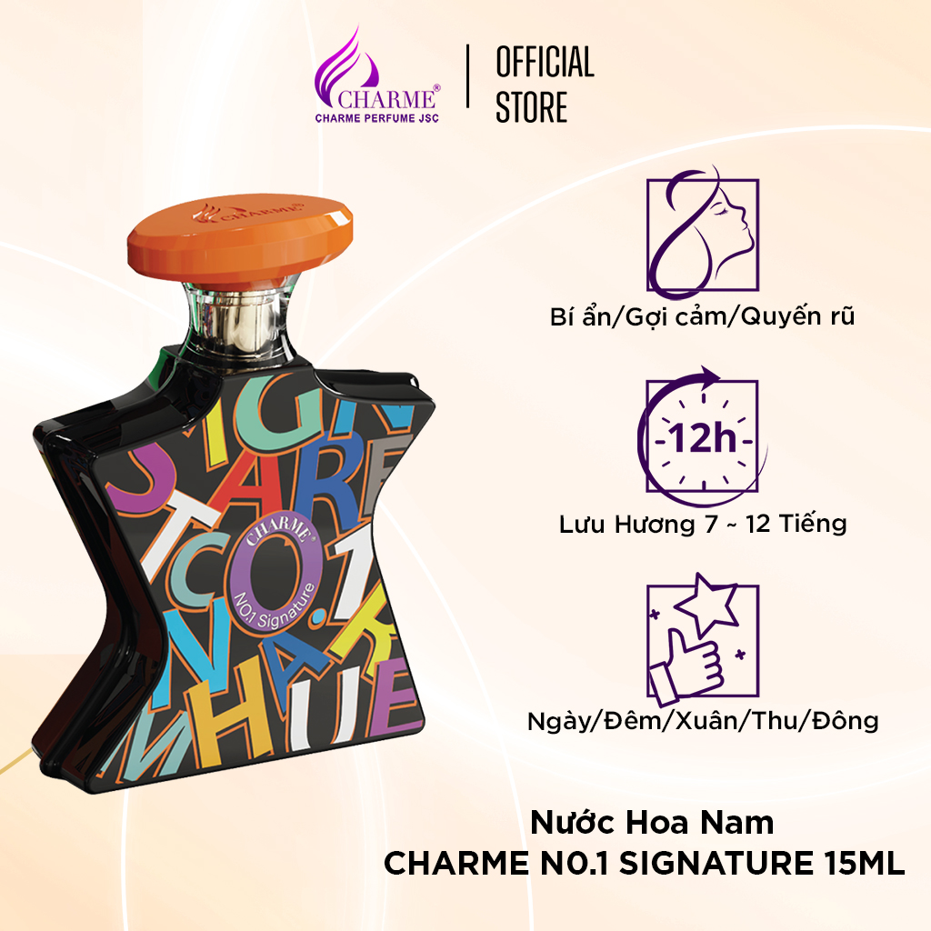Nước hoa unisex cao cấp, Charme Signature, lưu hương lâu, mùi hương nồng ấm, mạnh mẽ lại dịu dàng, 100ml