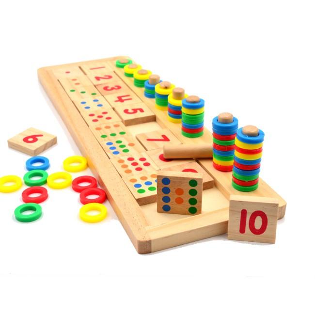 Com 1 bảng tính và 1 bảng số Montessori - Đồ chơi giáo dục gỗ an toàn cho bé