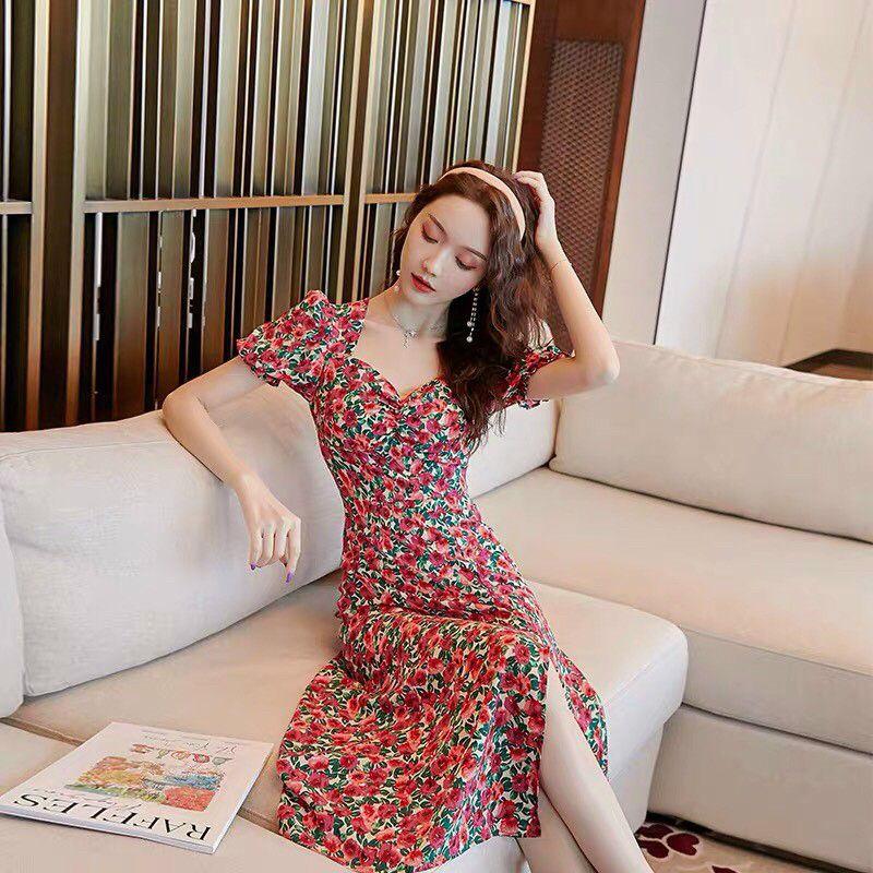 ĐẦM HOA NHÍ CỔ LỤC GIÁC TAY PHỒNG 2 Màu