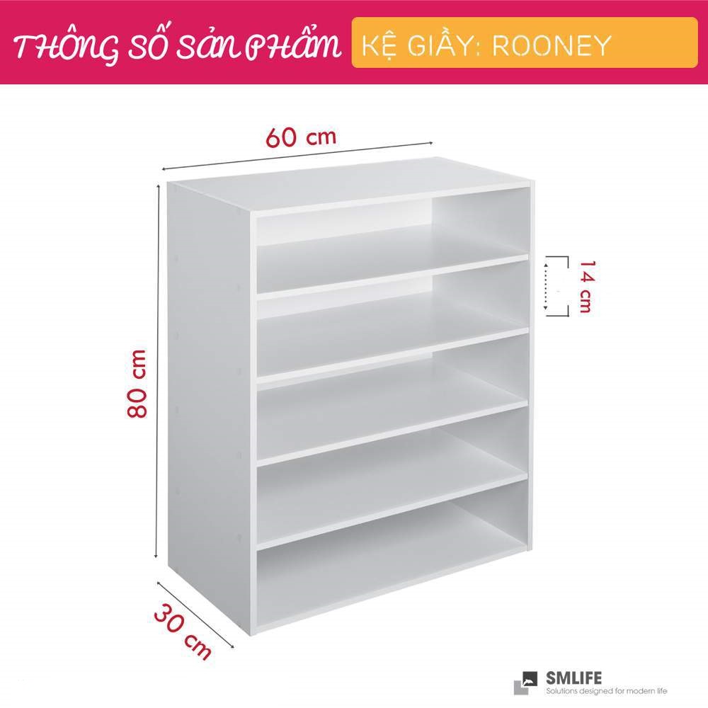 Kệ gỗ để giày hiện đại SMLIFE Rooney | Gỗ MDF dày 17mm chống ẩm | D60xR30xC80cm