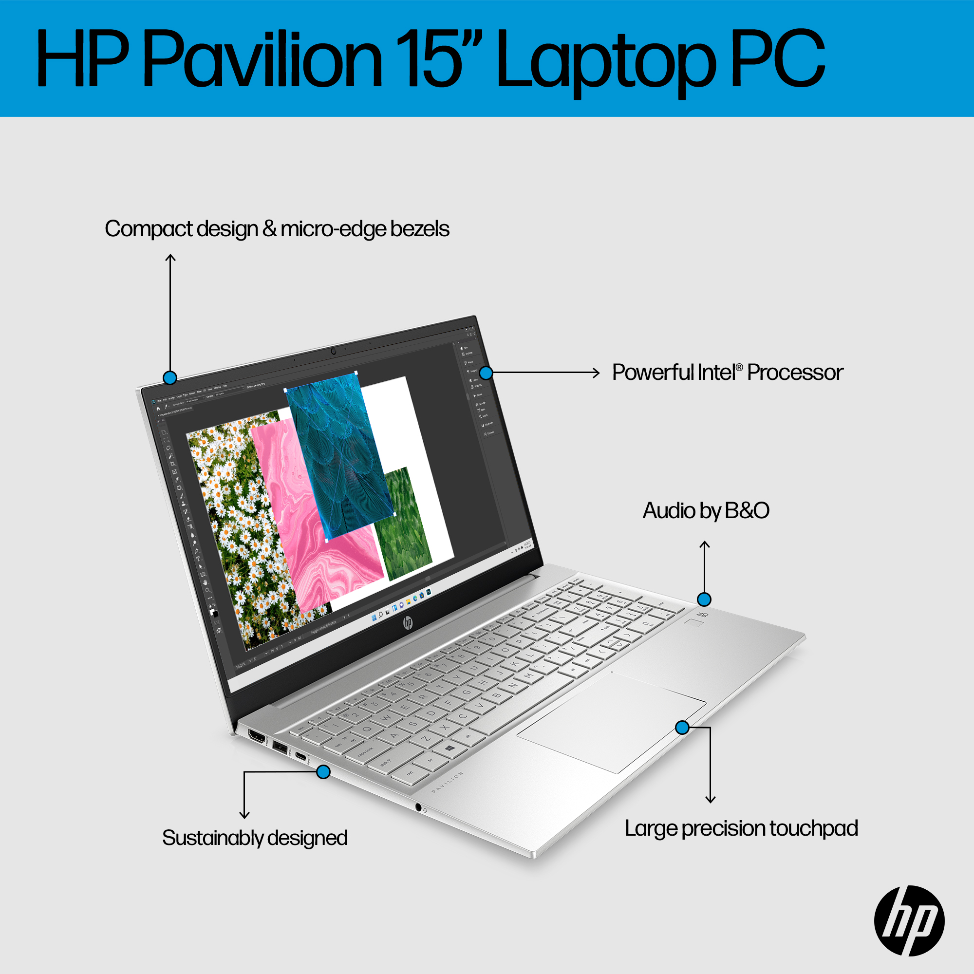 Laptop HP Pavilion 15 7C0Q7PA i5-1235U | 8GB | 256GB | Iris Xe Graphics | Win11 - Hàng chính hãng