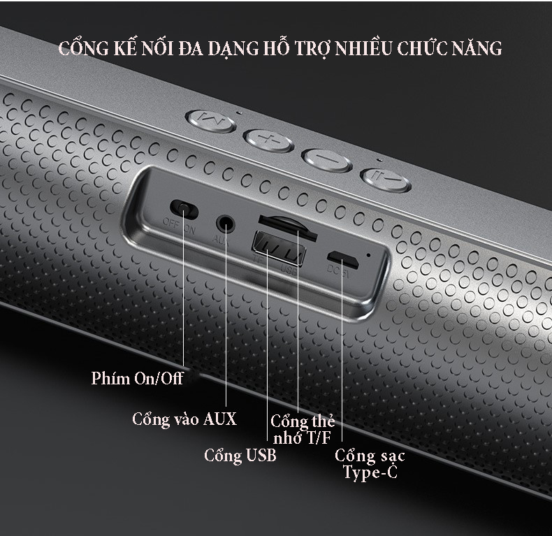 Loa bluetooth siêu trầm 4 trong 1 công suất 10W kết hợp đèn led GRB chức năng radio đài FM, dung lượng pin 1200mA, âm thanh 6D sống động