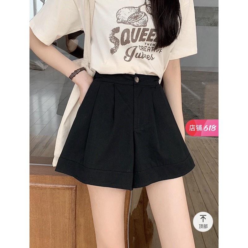 Quần đùi nữ ống rộng mùa hè lưng cao kiểu dáng sooc ulzzang, quần short đũi nữ cạp chun siêu mát KH002