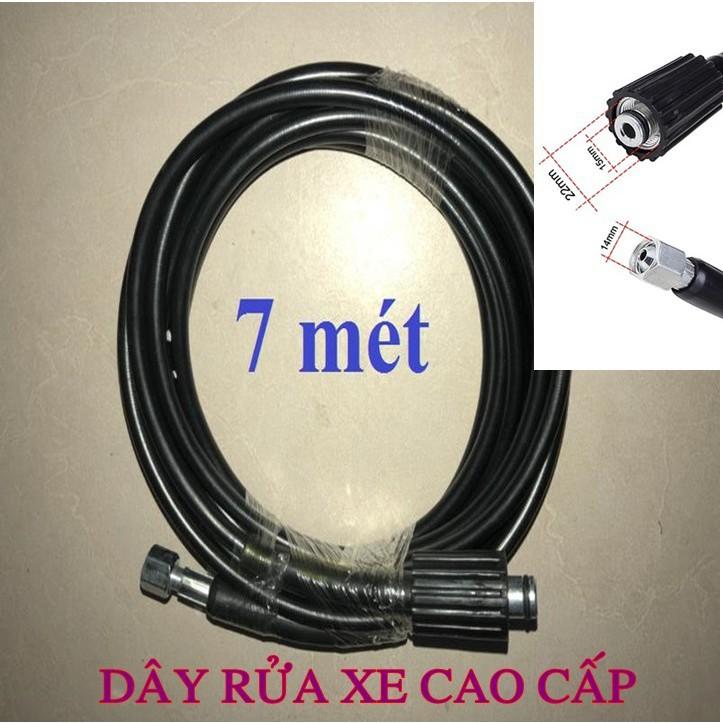 Ống Dây Rửa Xe 7M Cho Máy Bơm Xịt Rửa Áp Lực Cao-Ren Trong 14mm