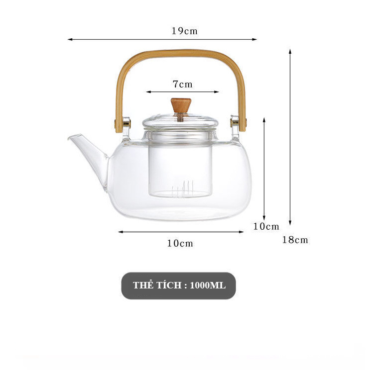 Bình Pha Trà Thủy Tinh Lõi Lộc Thủy Tinh
