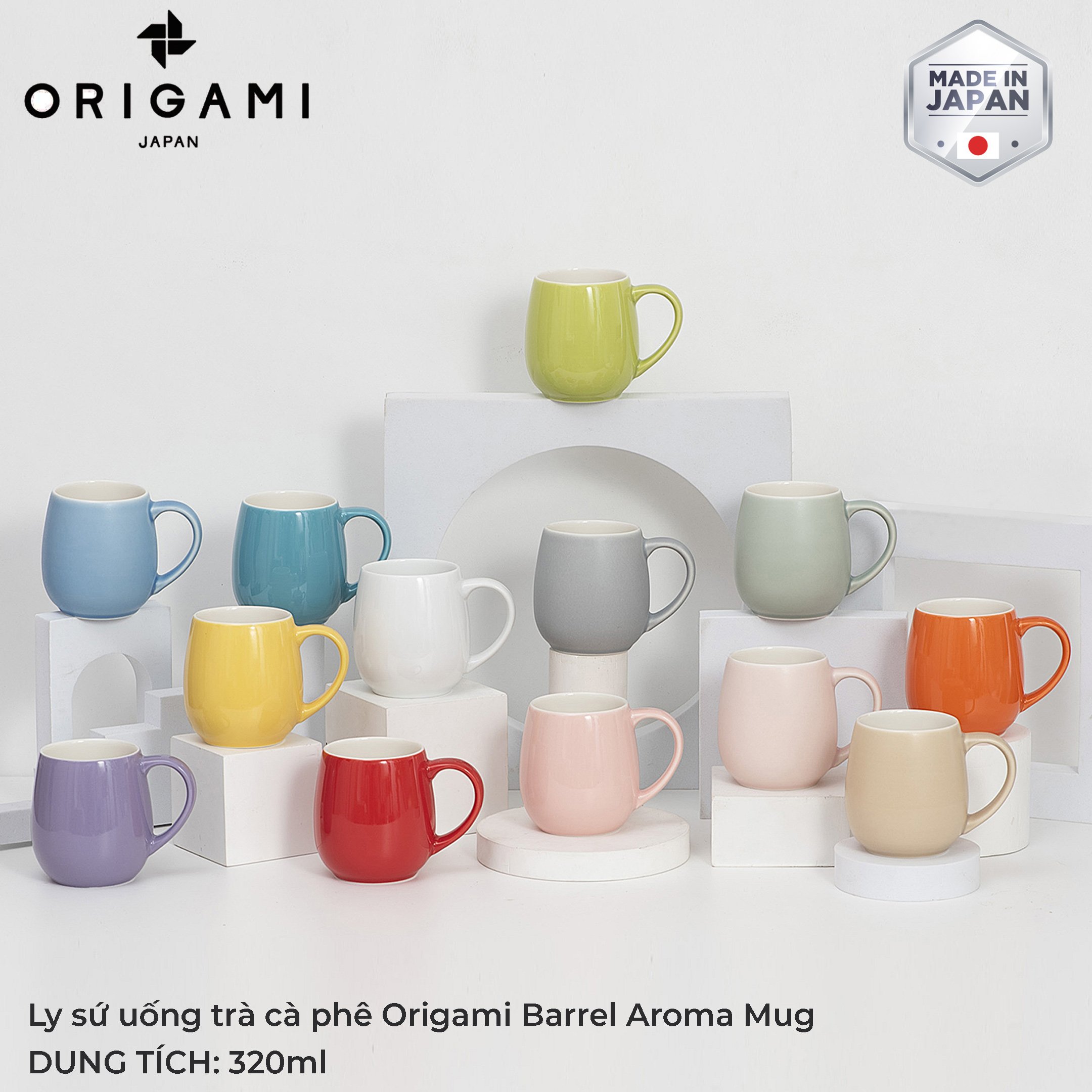 Ly sứ uống trà cà phê Origami Barrel Aroma Mug 320ml