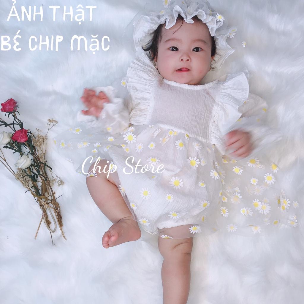 Váy công chúa bé gái sơ sinh ren trắng mềm mại cho bé mặc đầy tháng siêu thôi nôi đáng yêu
