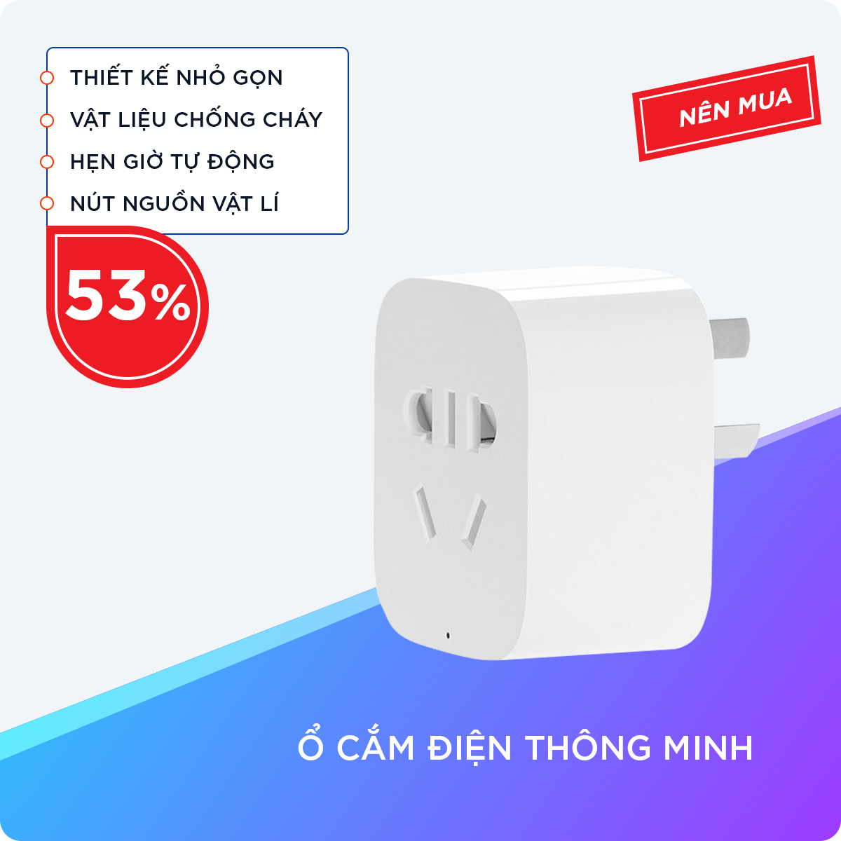 Ổ Cắm Điện Điều Khiển Thông Minh Thông Qua App Trên Điện Thoại Với Chức Năng Đếm Ngược Hiện Đại 