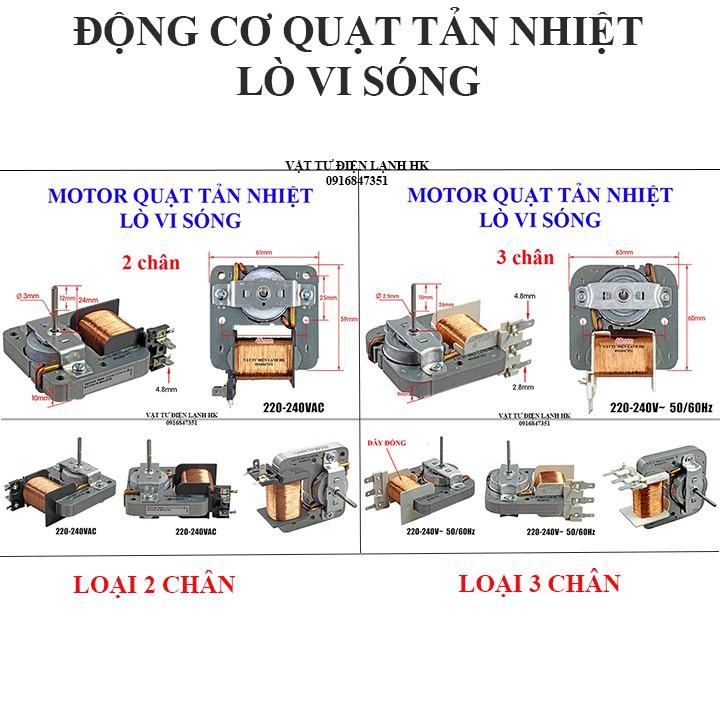 Motor động cơ quạt tản nhiệt lò vi sóng - lò nướng loại 2 chân - 3 chân cắm - quạt LVS