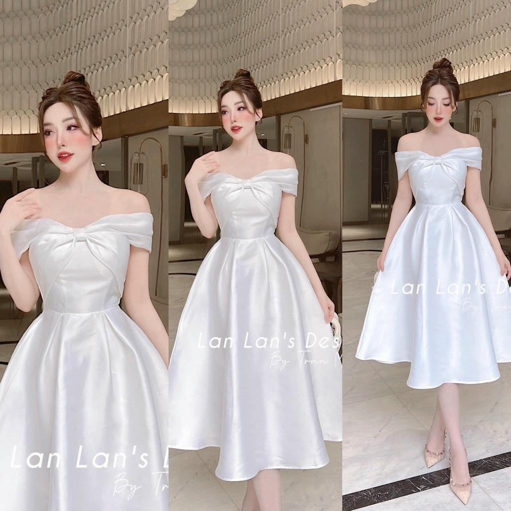 Đầm váy nữ trễ vai xòe xoắn ngực bồng bềnh xinh lung linh dành cho các nàng thơ đi dự tiệc sang chảnh