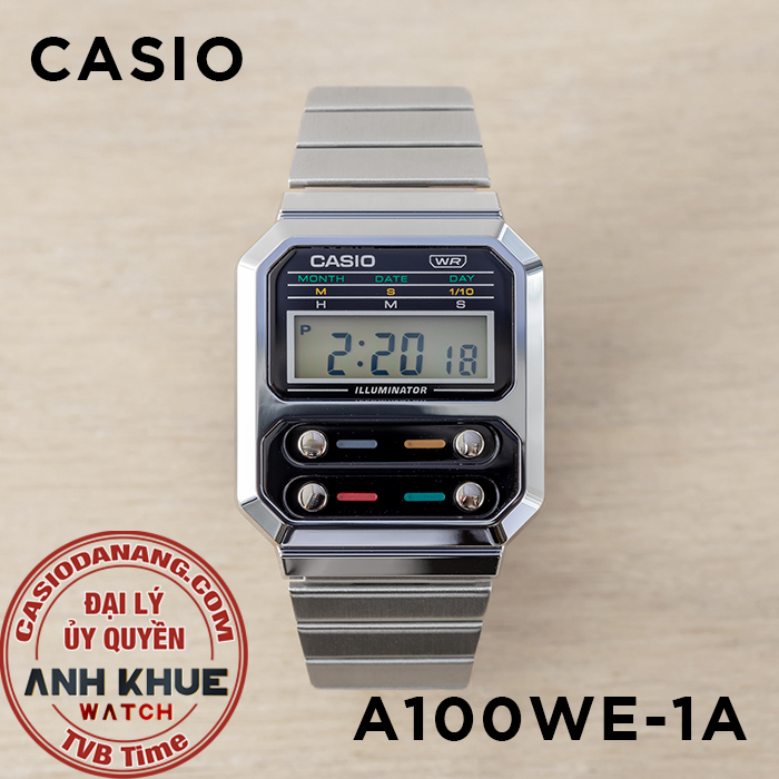 Đồng hồ unisex dây kim loại Casio Standard chính hãng A100WE-1ADF
