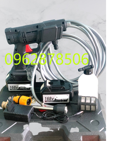 máy xịt rửa xe pin 168v 10cell