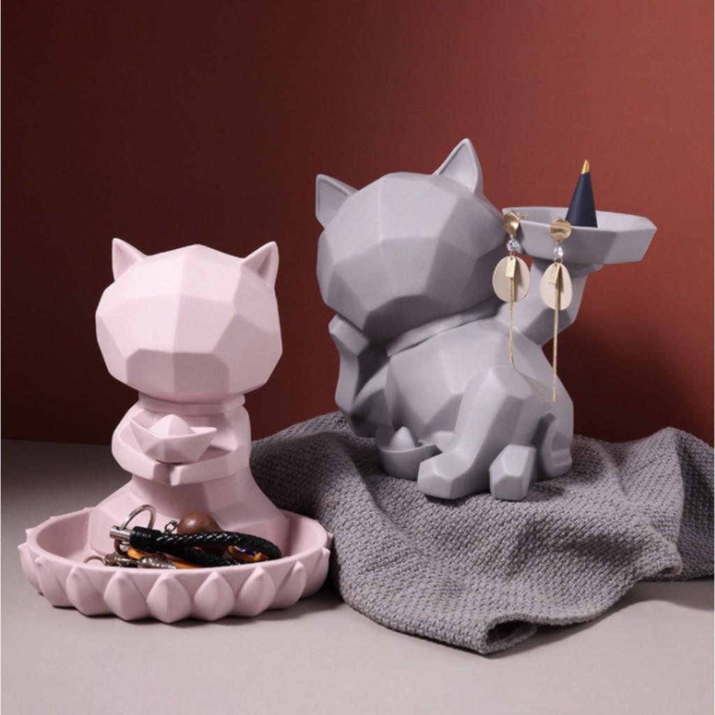 TƯỢNG GẤU GREY GARFIELD TRANG TRÍ NHÀ CỬA ĐỂ BÀN ĐẸP MẮT