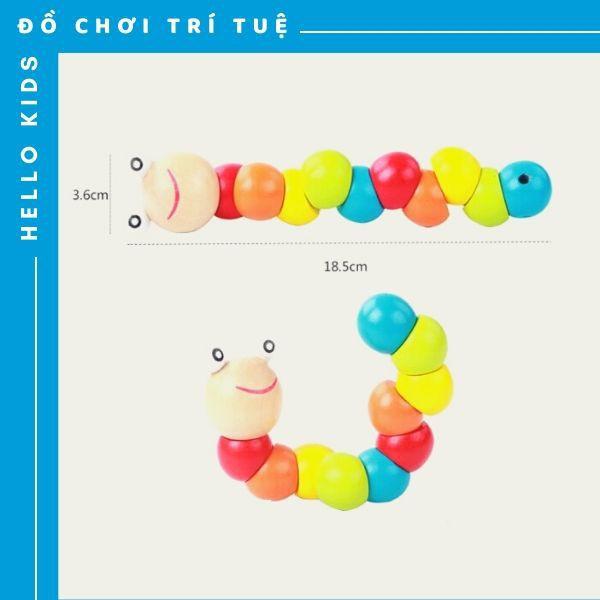 Đồ chơi sâu gỗ uốn dẻo ngộ nghĩnh cho bé rèn luyện kỹ năng cầm nắm