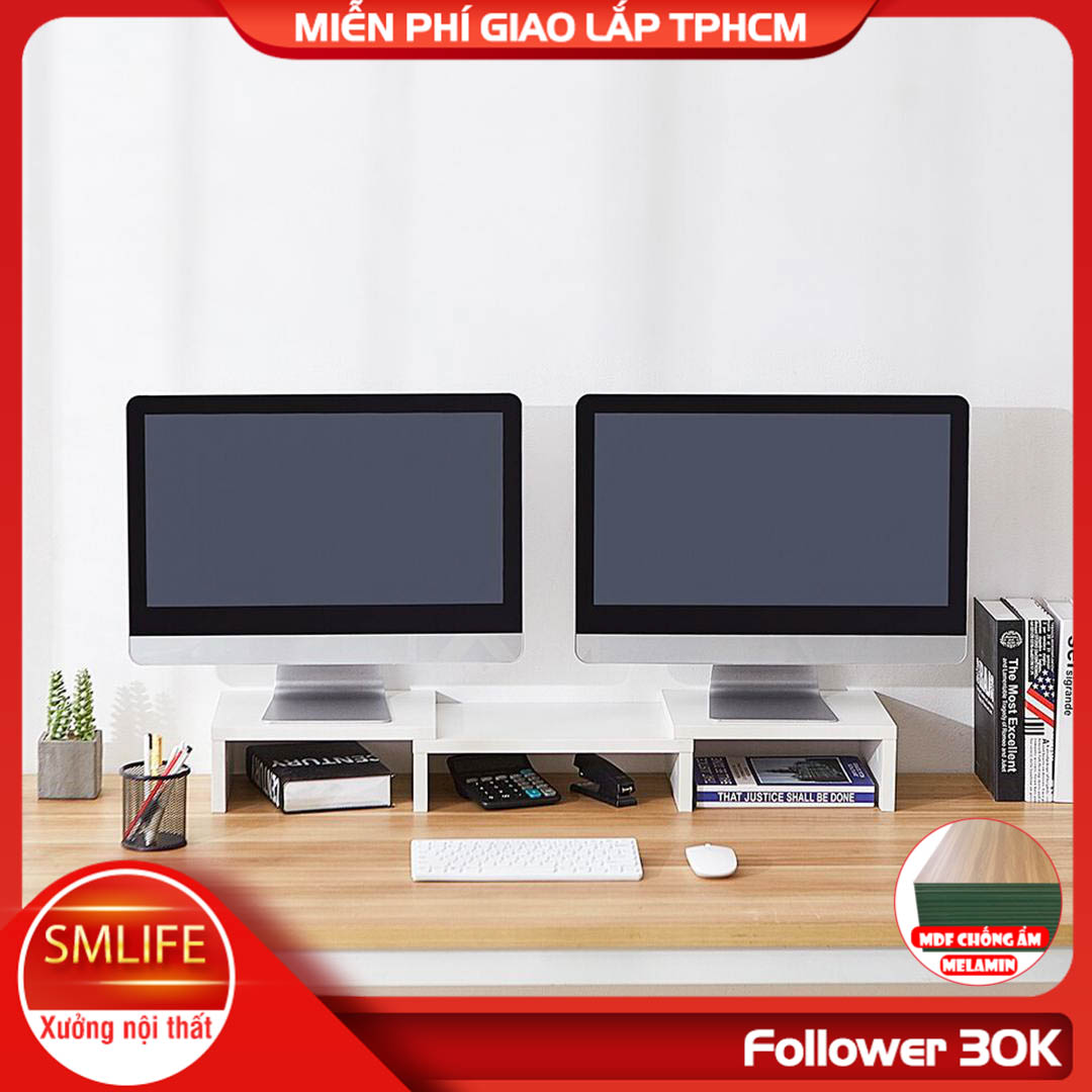 Kệ để bàn gỗ hiện đại SMLIFE Avicii  | Gỗ MDF dày 17mm chống ẩm | D90xR25xC12cm