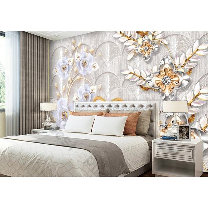 Tranh dán tường Tranh trang sức hoa pha lê sang trọng, tranh dán tường 3d hiện đại MS1168192