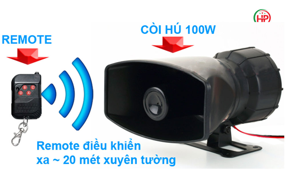 Còi hú công suất lớn 12V kèm remote Komax KM-DC100R