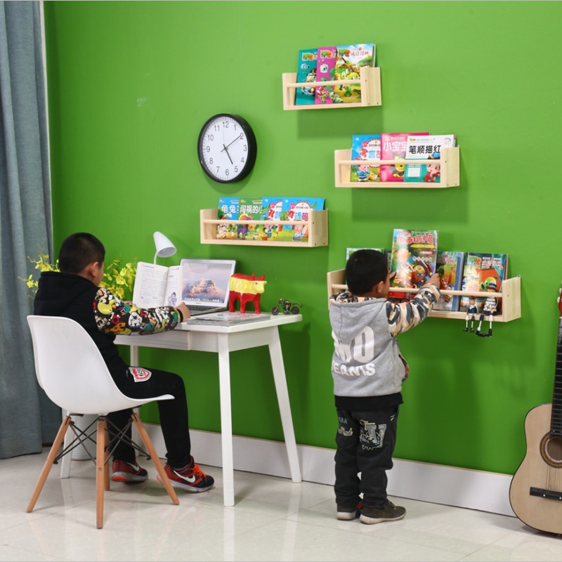 Kệ đựng đồ lưu niệm cây cảnh mini gia vị , giá sách treo tường trang trí gỗ thông tự nhiên kích thước 50x12x10