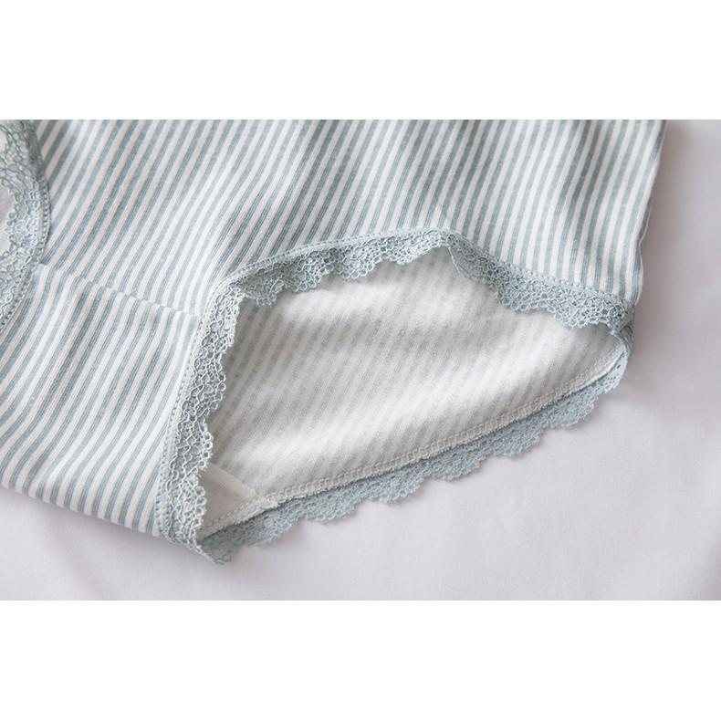 Quần Lót Cotton Kẻ Sọc Viền Ren Xuất Hàn