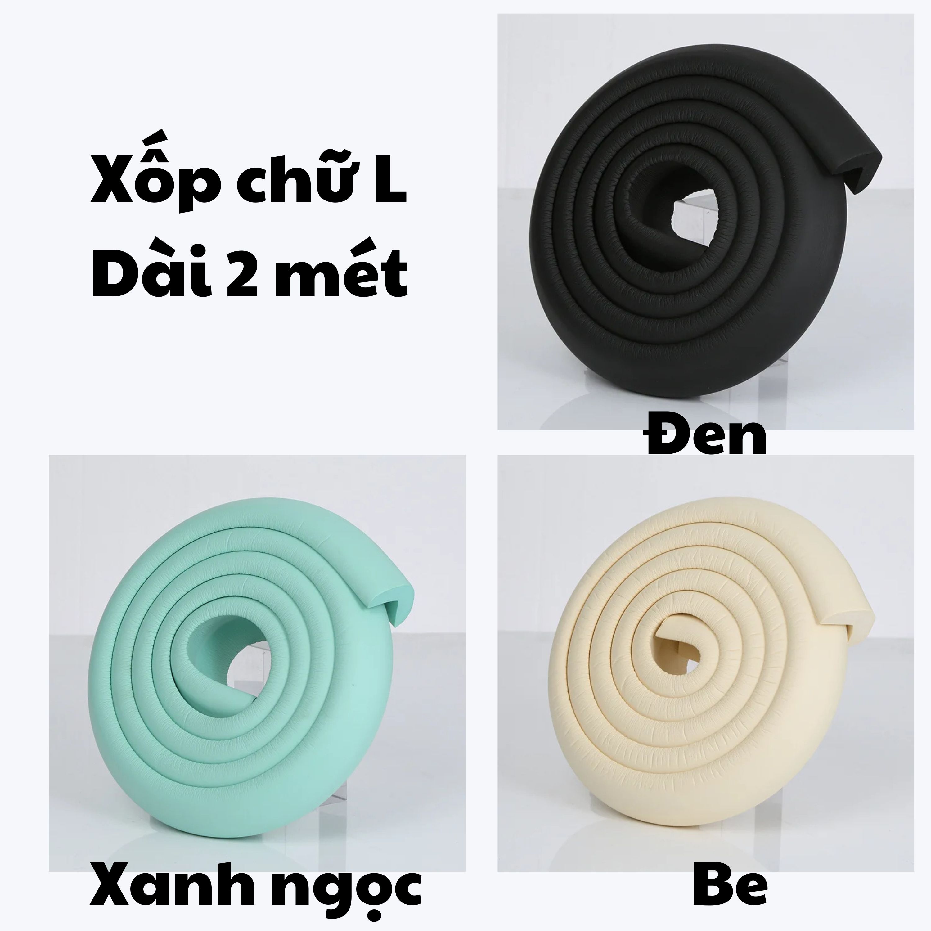 Cuộn Xốp Dài 2 Mét Bọc Cạnh Bàn Chữ U-W-V, Miếng Dán Bịt Góc Tường Chống Va Chạm An Toàn Cho Bé Legaxi