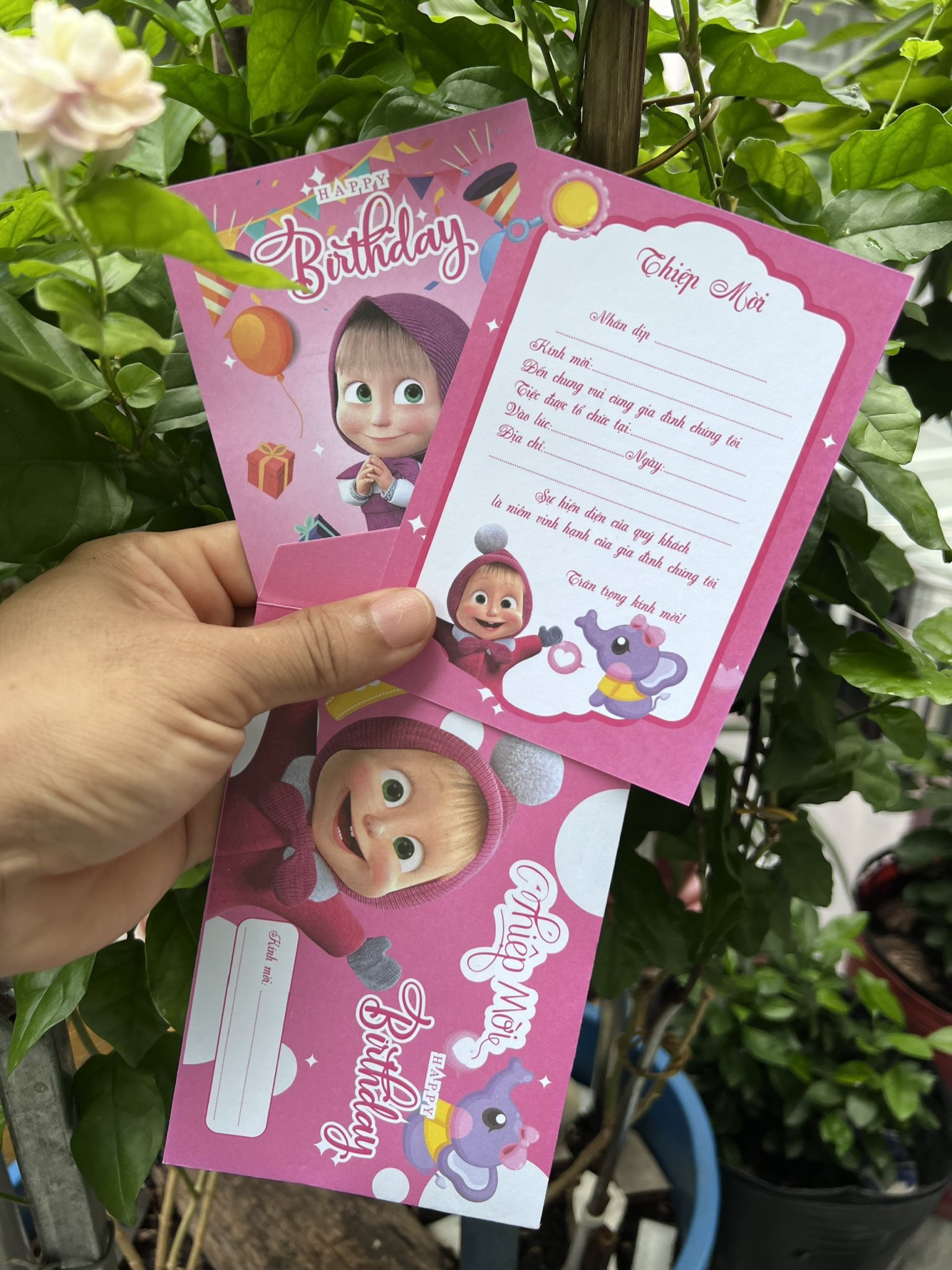 Thiệp Mời Thôi Nôi, Thiệp Mời Sinh Nhật, đầy tháng cô bé Masha