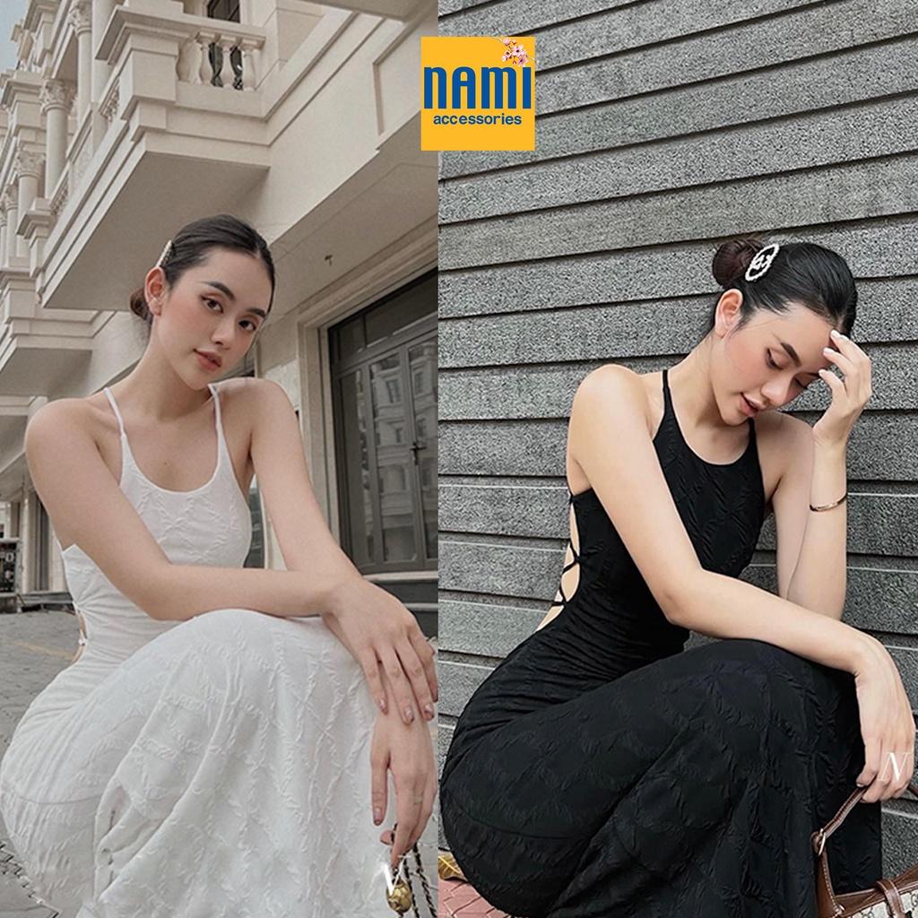 ( HÀNG CHUẨN ĐẸP ) Đầm Maxi Gân Nổi Cổ Yếm Đan Dây Lưng Sexy Gợi Cảm Quyến Rũ - ATNU003