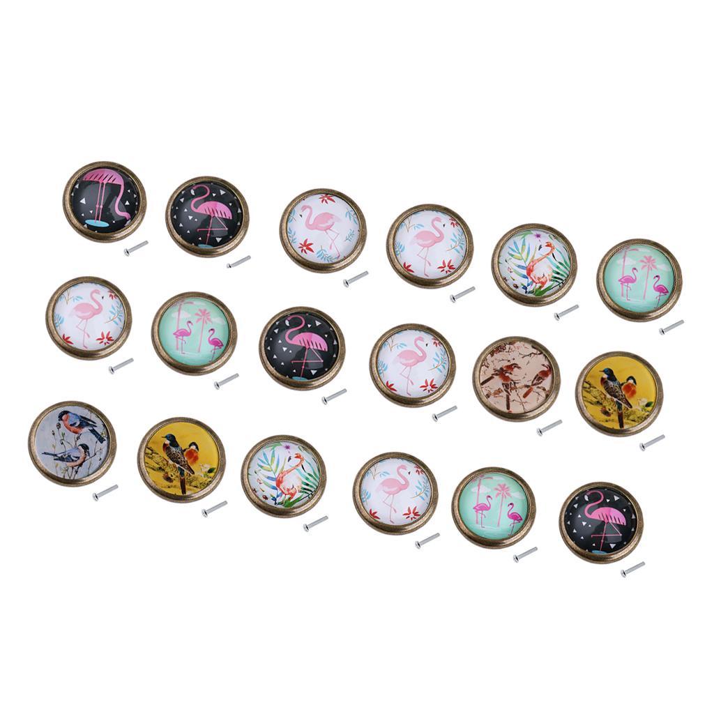 Pack of 2, Flamingo Drawer Knob Pull Handle 35mm Circle Cabinet Handle with