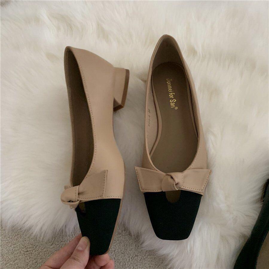 Giày búp bê nơ công sở phối da lộn sang chảnh G080