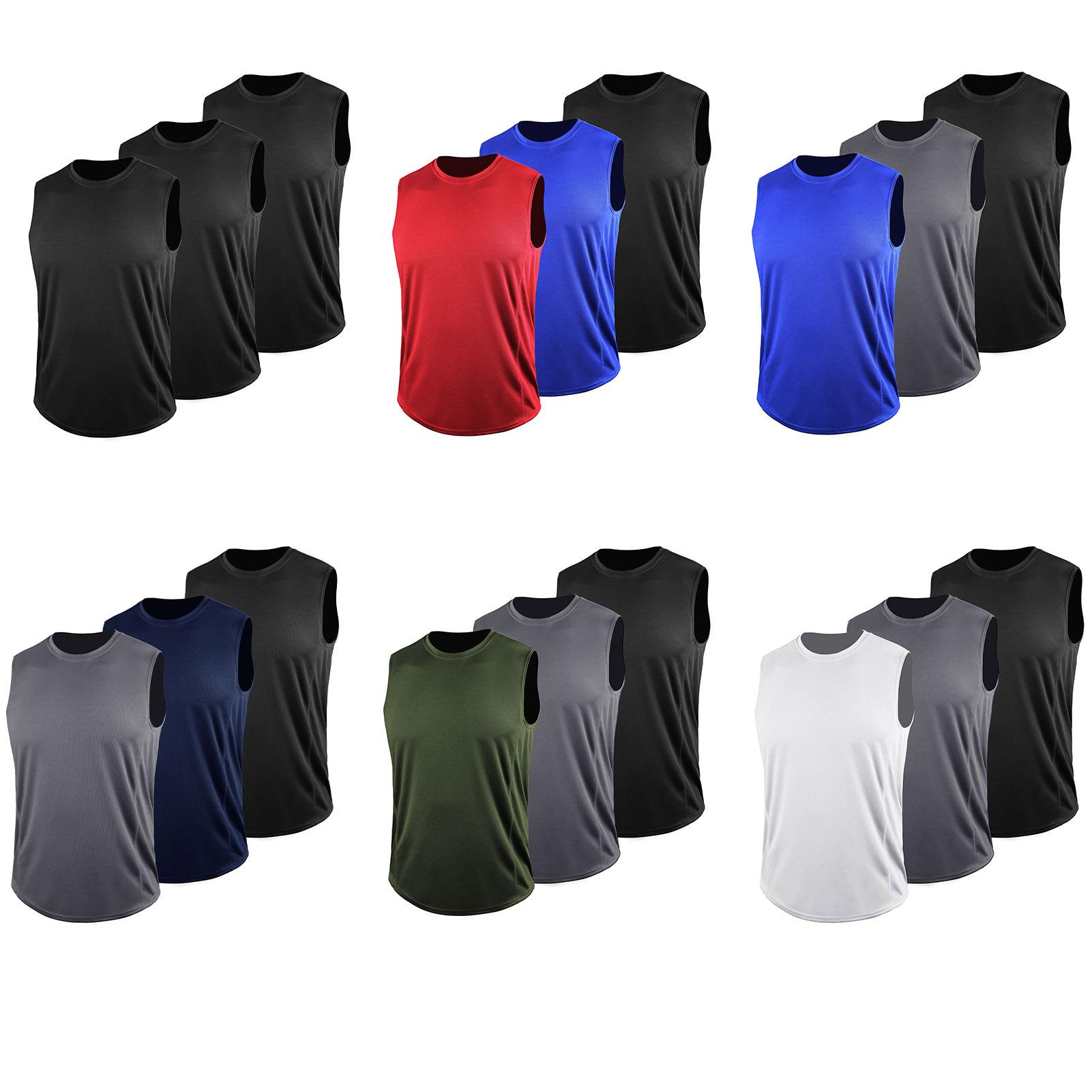 Set 3 cái áo thun ba lỗ dành cho nam tập gym, thể dục, chạy bộ, chất liệu nhanh khô, thấm hút mồ hôi