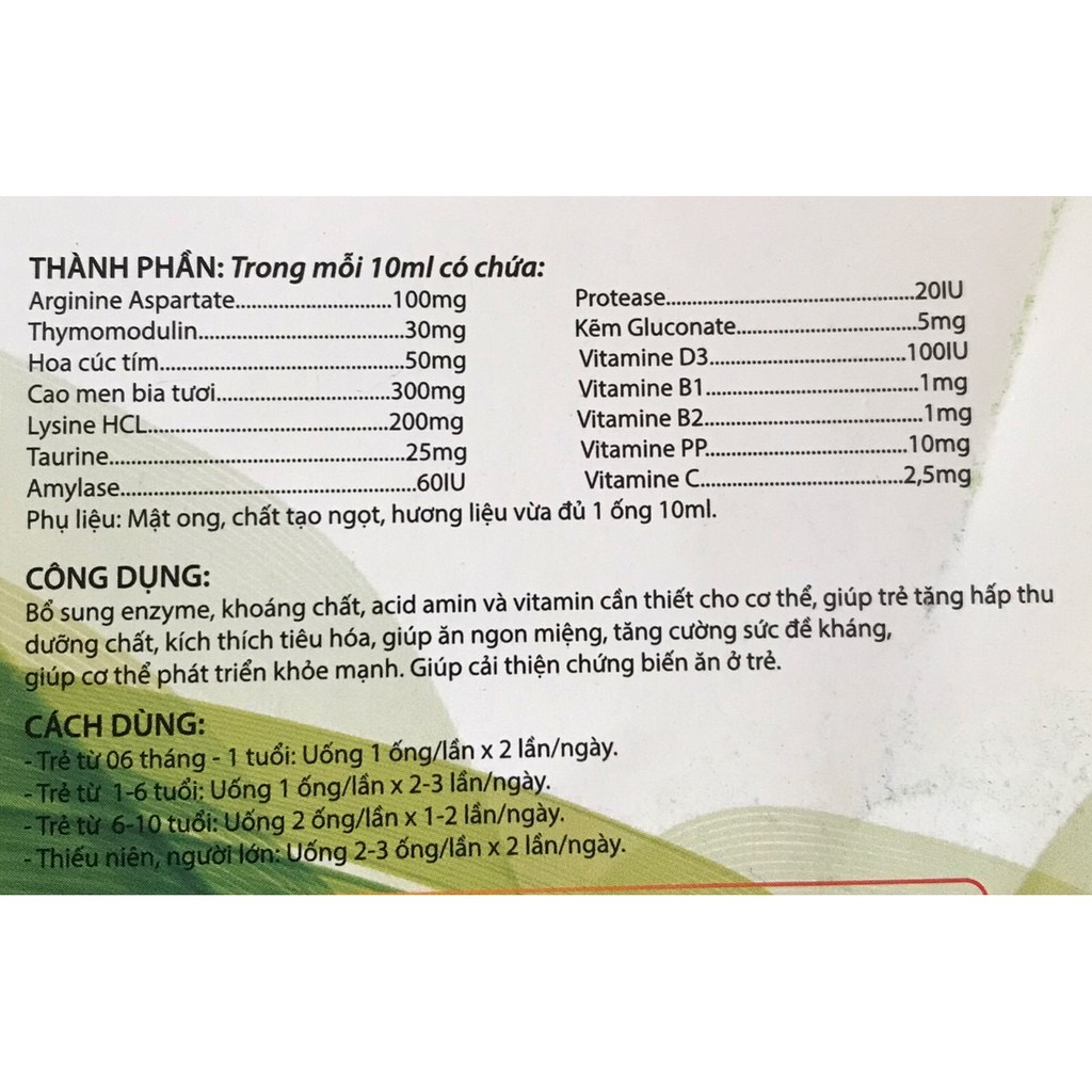 Siro Ăn Ngon KIDS - ABDK - Hộp 20 ống - Giúp trẻ ăn ngon miệng, hấp thu tốt dưỡng chất, thông minh, chóng lớn., Lisse