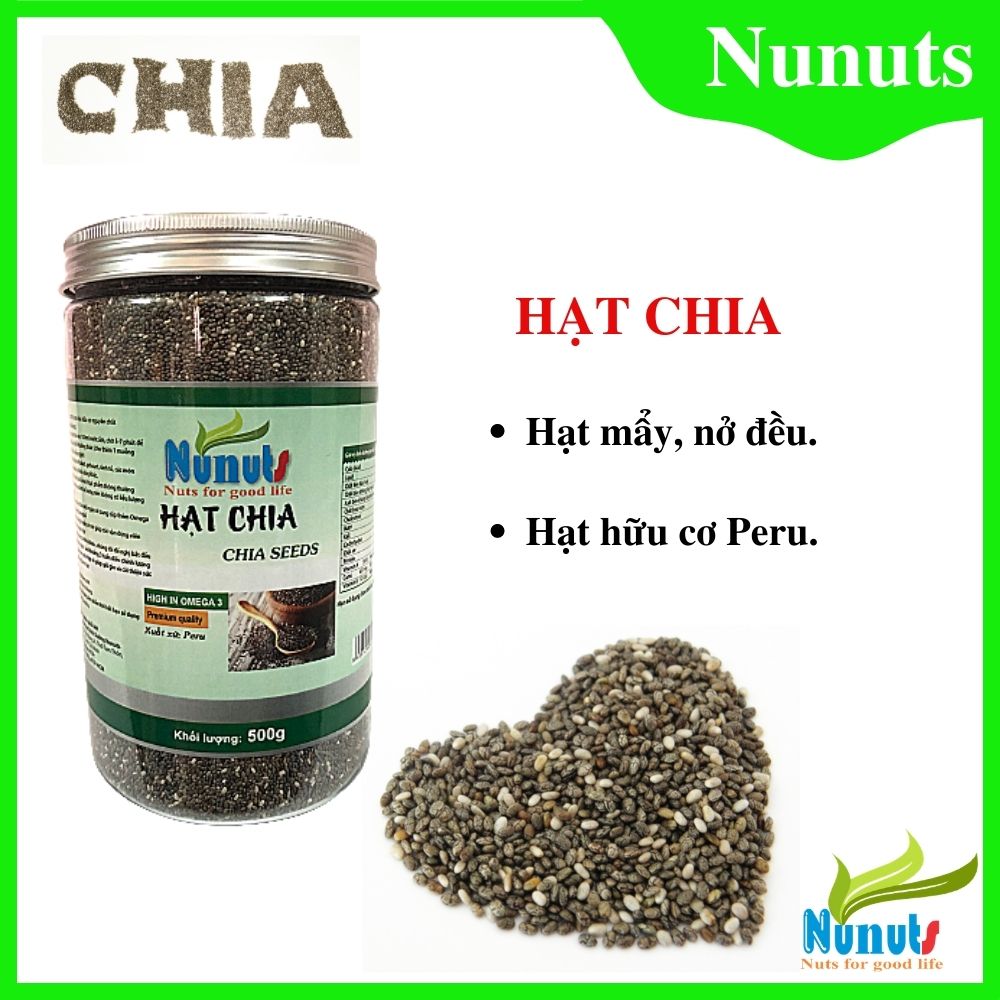 HẠT CHIA HỮU CƠ NUNUTS - Hạt chia Organic mẩy, nở đều 500g, 1kg