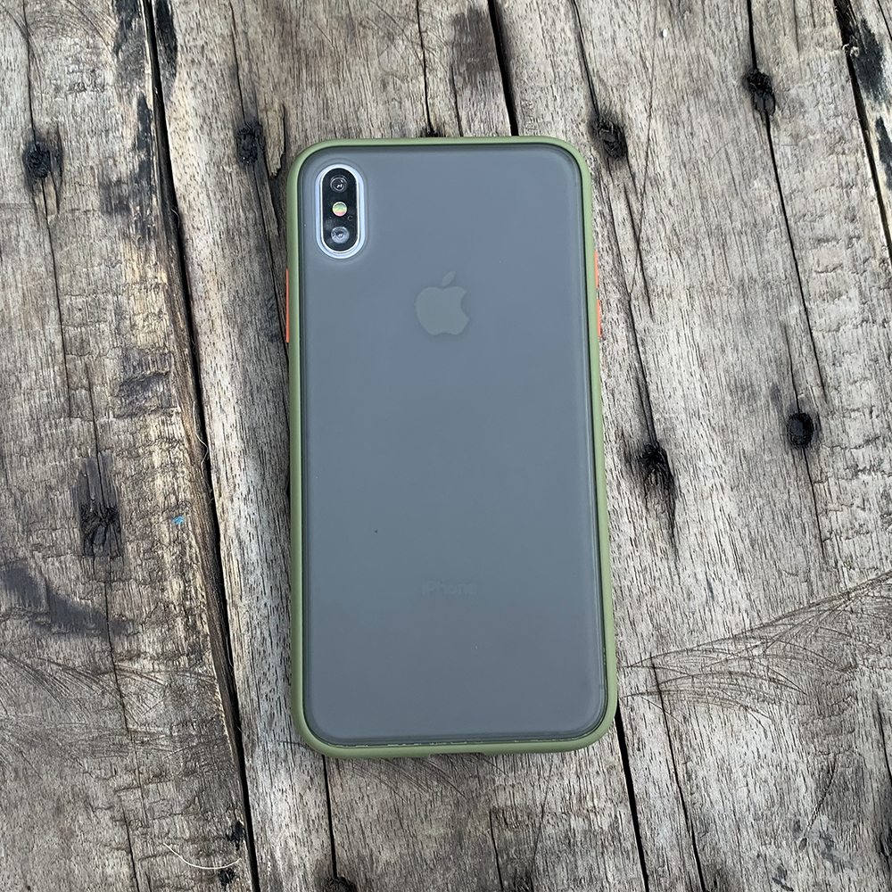 Ốp lưng chống sốc dành cho iPhone XS MAX nút bấm màu cam - Màu xanh