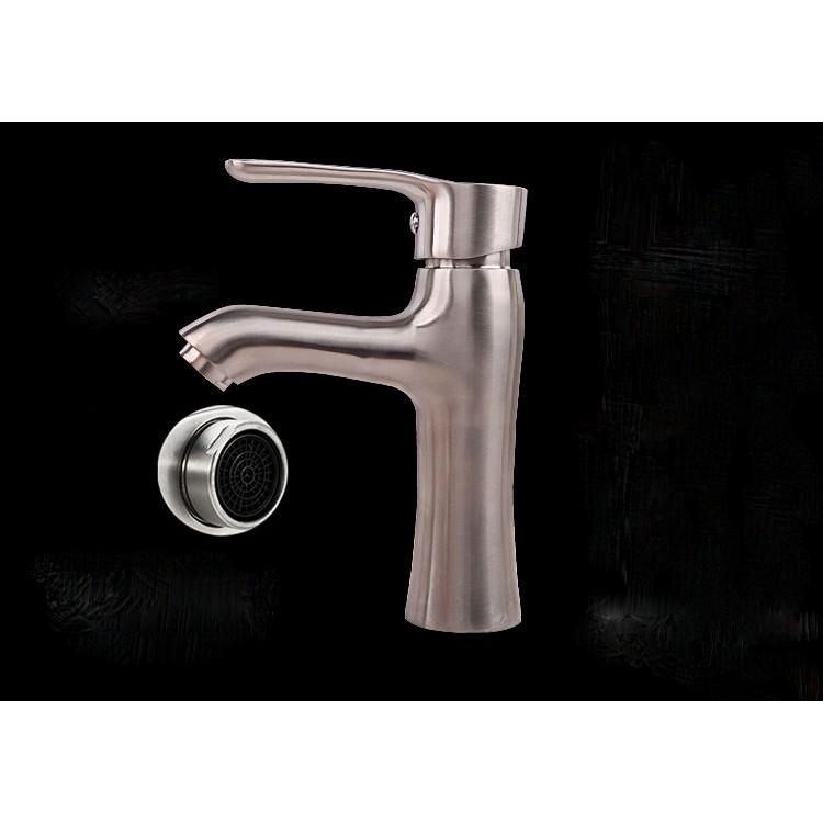 Vòi lavabo nóng lạnh cắm chậu chất liệu inox 304 nguyên khối, tặng kèm 2 dây cấp nước nóng lạnh dài 60cm