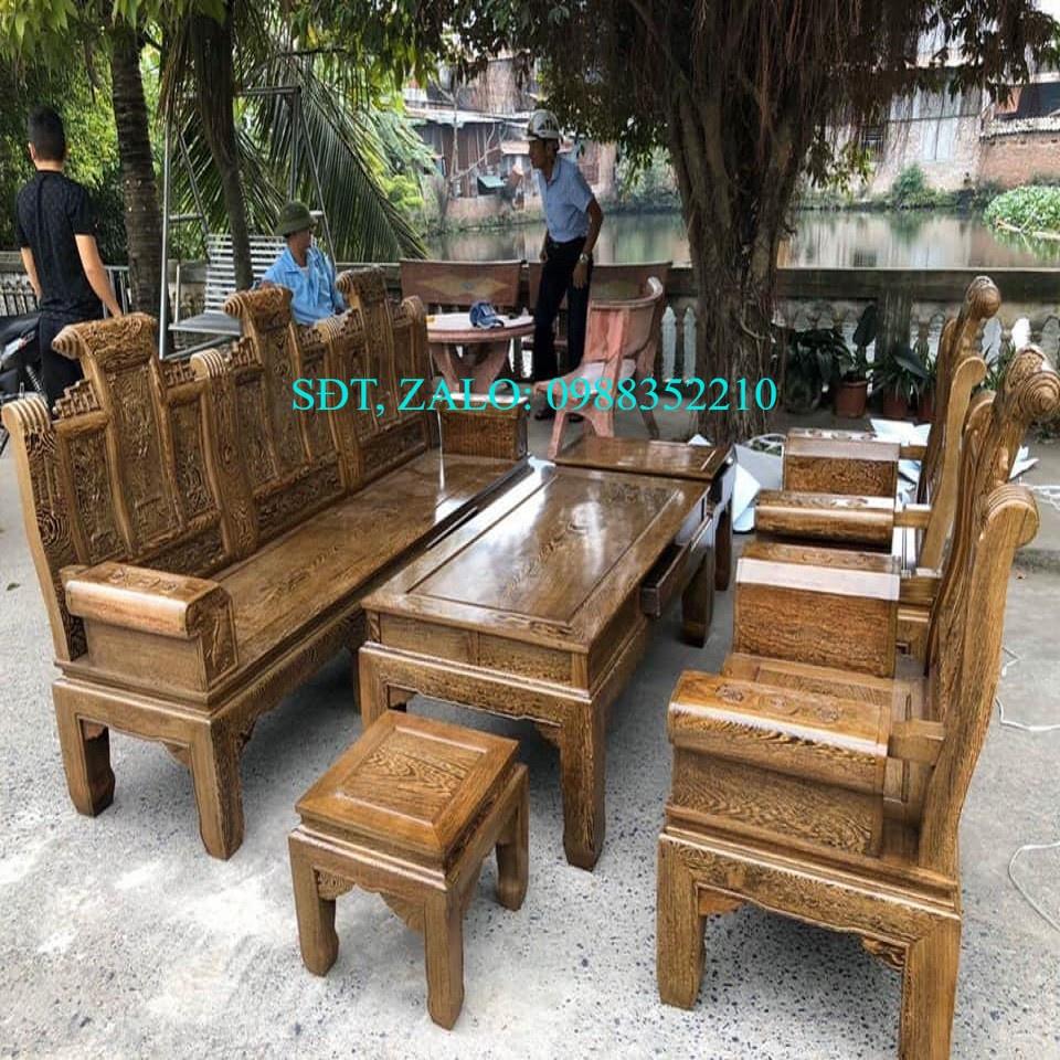 Bộ bàn ghế Âu Á gỗ Mun Đuôi Công