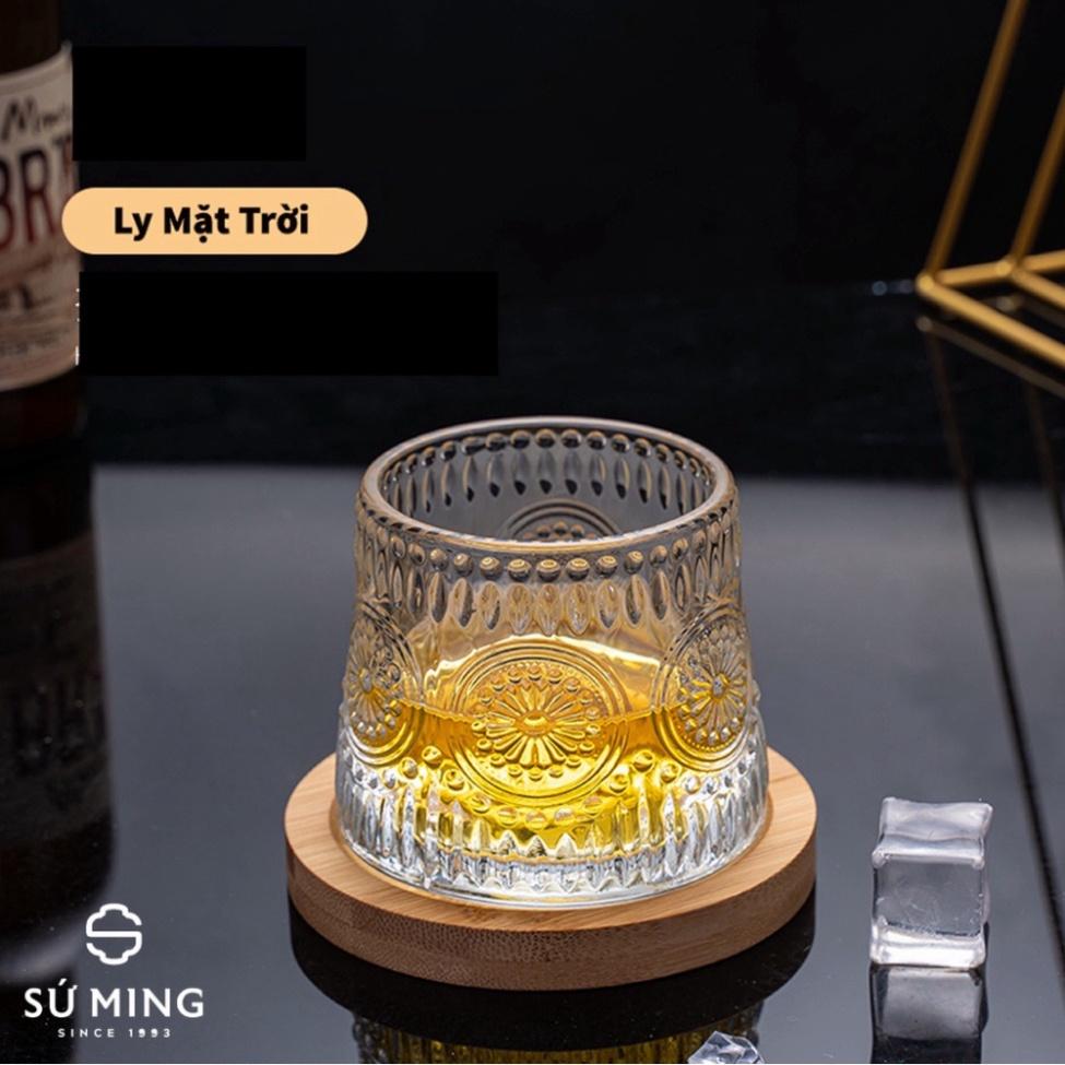 Cốc Thuỷ Tinh Uống Whisky Cao Cấp, Xoay 360 Độ , vật decor thông minh , đồ gia dụng nhà hàng thông minh