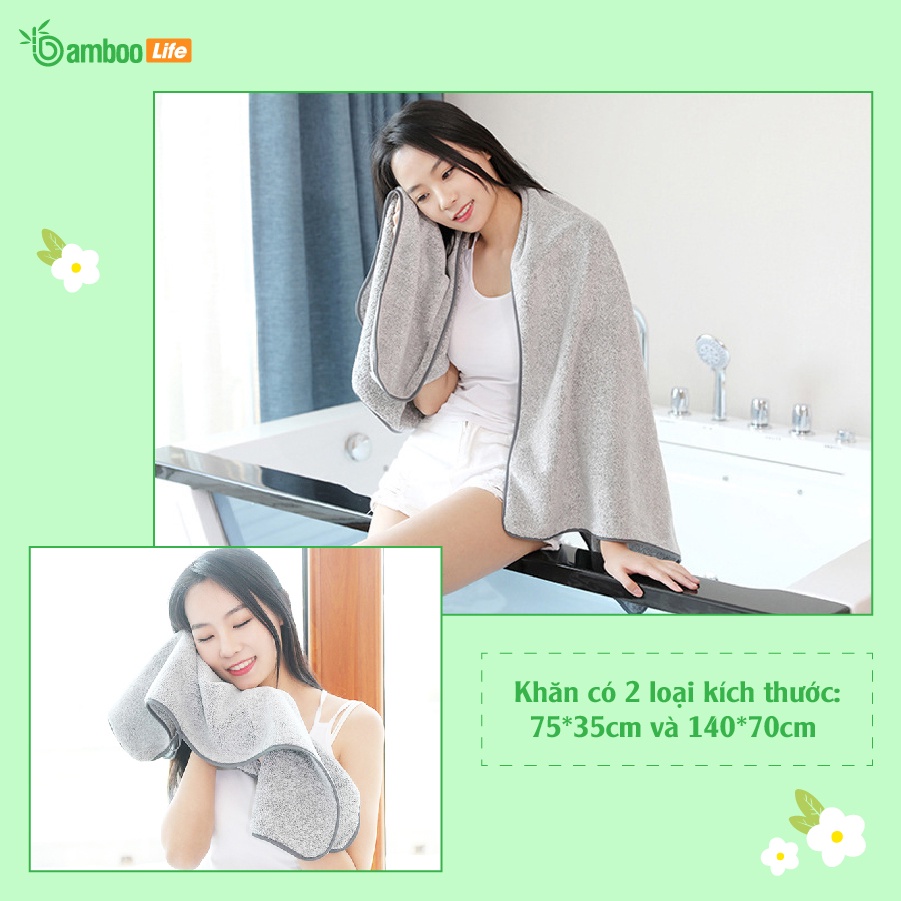 Khăn tắm sợi tre kháng khuẩn, siêu thấm hút, mềm mịn