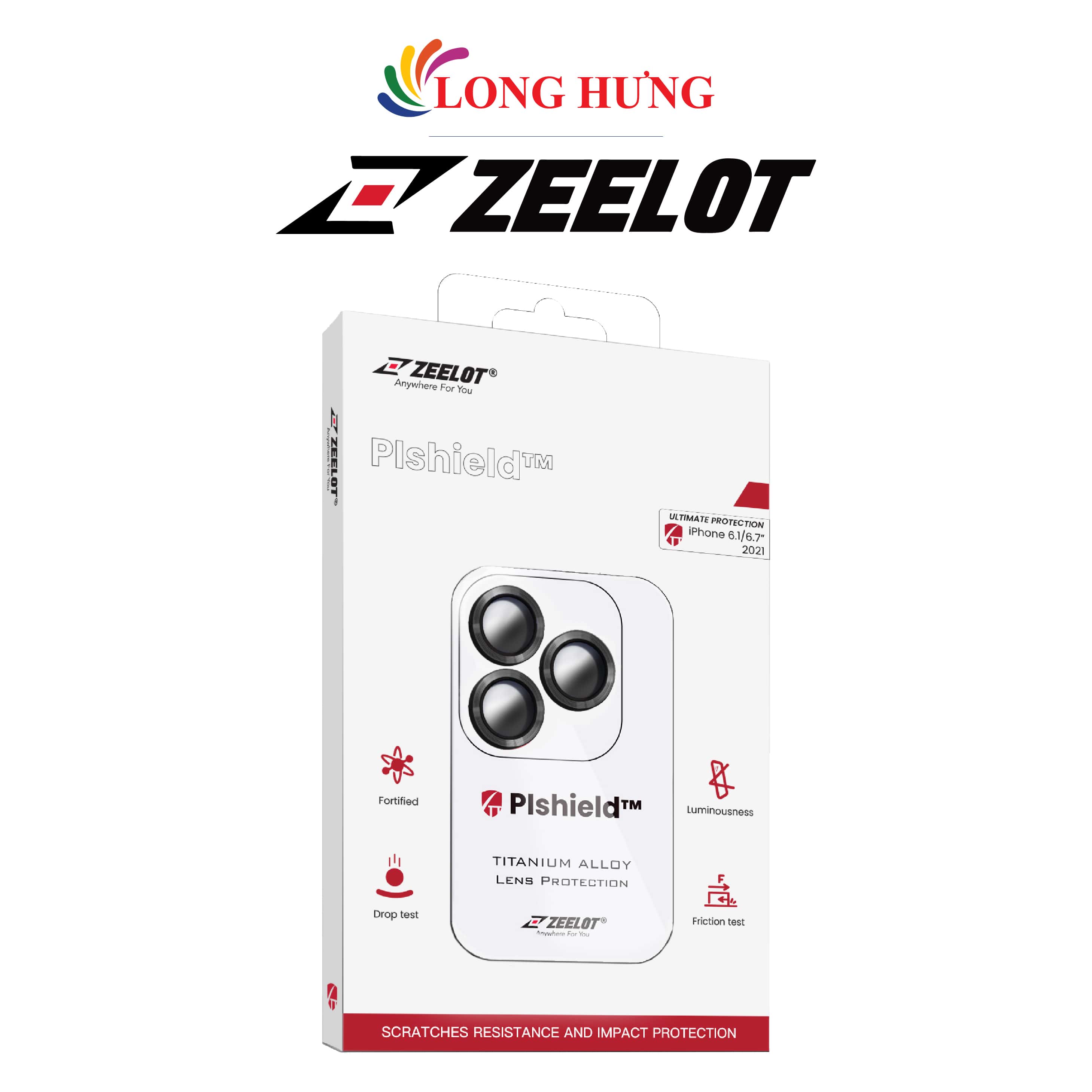 Dán Camera cường lực viền màu chống va đập Zeelot PIshield cho iPhone 13 Pro/13 Pro Max - Hàng chính hãng