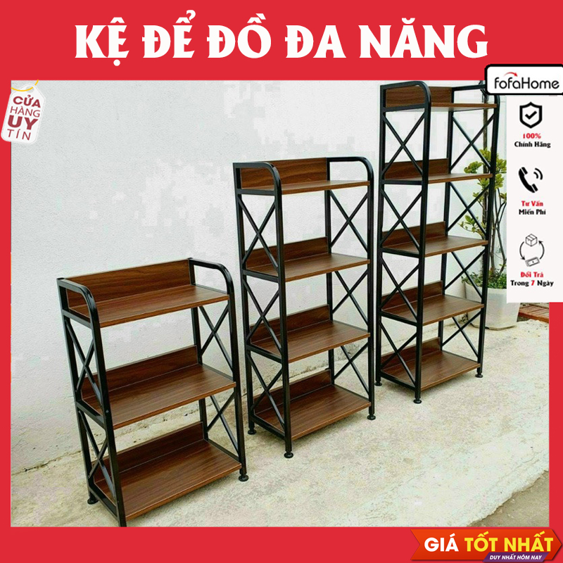 Kệ Đựng Đồ - Giá Để Đồ Nội Thất Nhà Bếp 3-4-5 Tầng Khung Sắt Sơn Tĩnh Điện Mặt Gỗ MDF Chắc Chắn