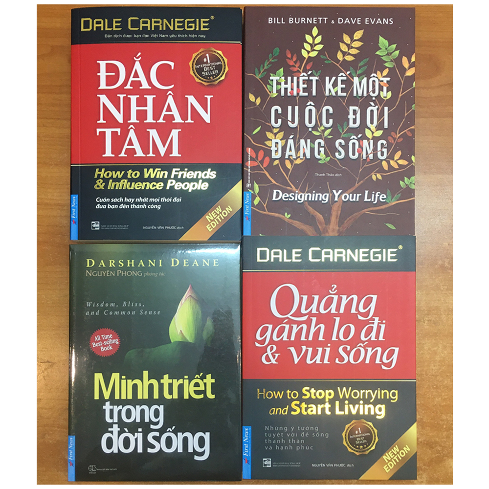 Combo 4 Cuốn Sách: Đắc Nhân Tâm + Quẳng Gánh Lo Đi & Vui Sống + Minh Triết Trong Đời Sống + Thiết Kế Một Cuộc Đời Đáng Sống