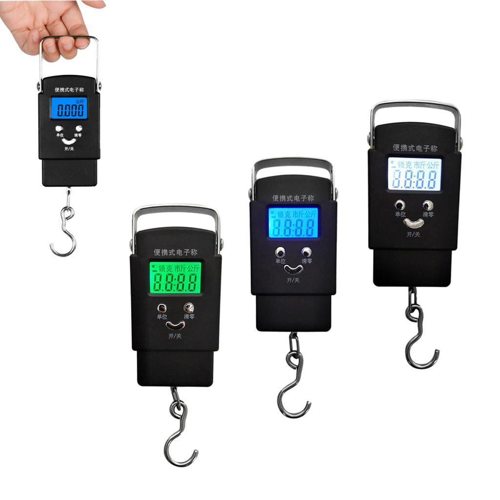 110lb/50kg LCD Display Electronic Balance Digital Fishing Luggage Weight Hanging Hook Scale, 2 AAA Batteries Included