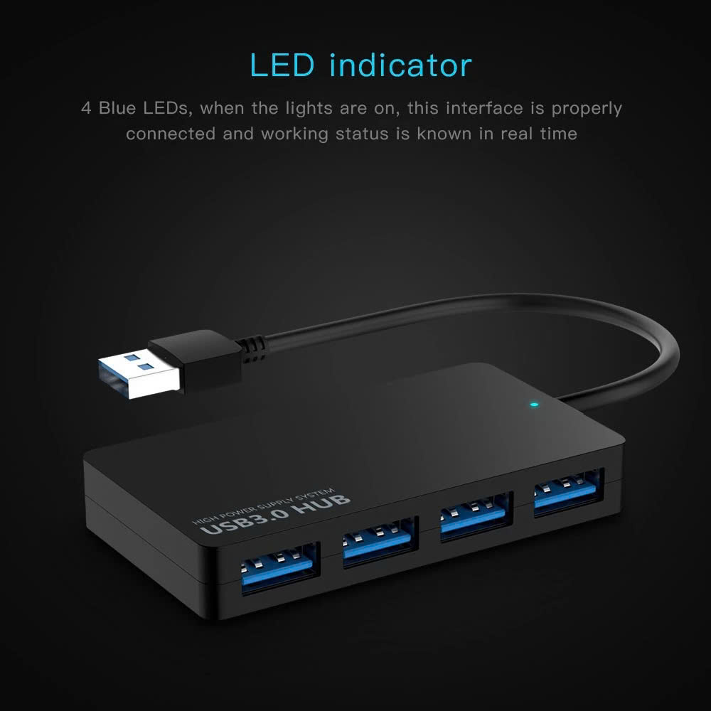 Hub 4 Cổng USB 3.0 HUB Chia USB 1 Ra 4 Cổng Bộ chia USB 3.0 ra 4 cổng tốc độ cao 5Gbps - Hàng Chính Hãng HUB USB